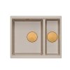 LOGAN 150 GraniteQ zlewozmywak PEARL BEIGE 56x46x22 cm 1,5-komorowy b/o podwieszany + syfon manualny miedź save space HCQL5646U2C1U
